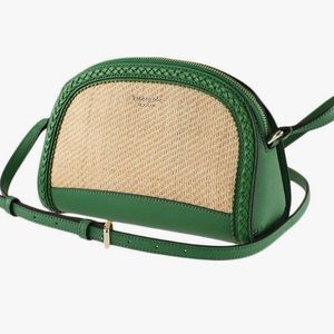 CARRIED ONCE LIKE NEW Kate Spade Green Basket Weave Convertible Purse/Wallet Set